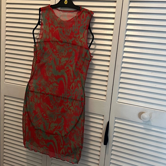 Herstyle Other - #010- Red & Green with Sheer Cover-Up Dress